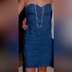 Blue strapless mini dress. Size small (tag says size 5, but fits like a small)